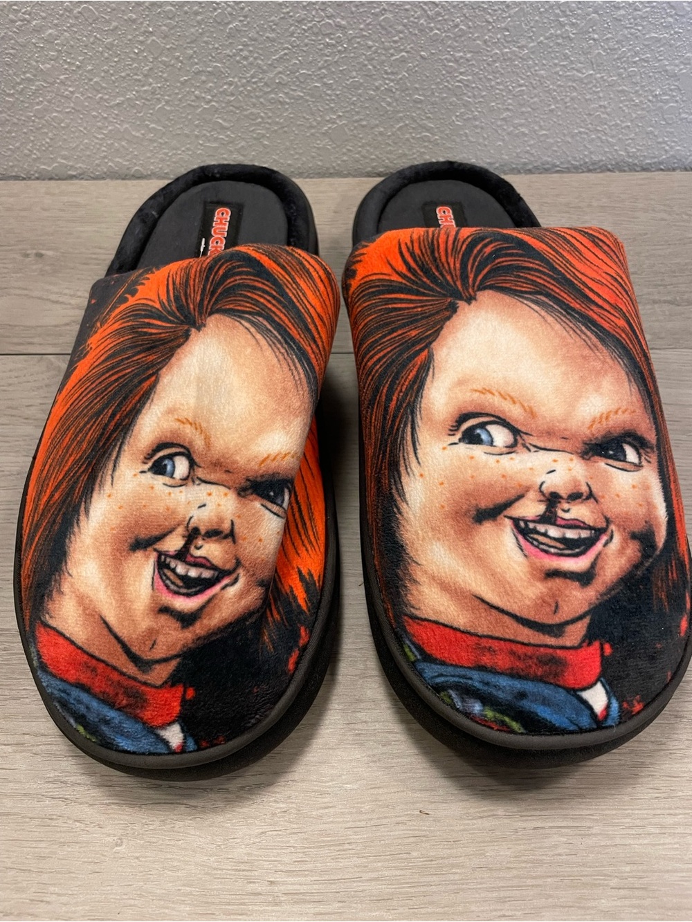 Men's Graphic Slip-On Loafers in Black & Orange - Chucky Inspired